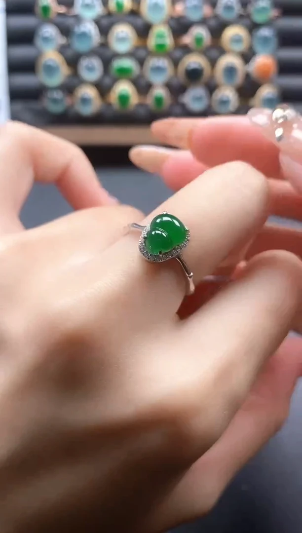 银S925镶嵌戒指翡翠5111