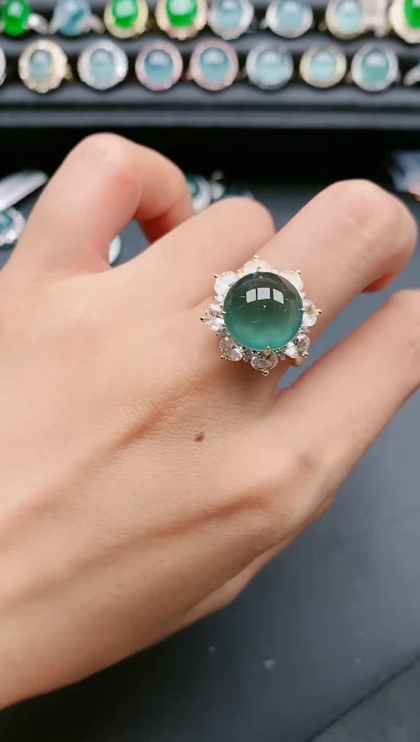 翡翠戒指银S925镶嵌111111111