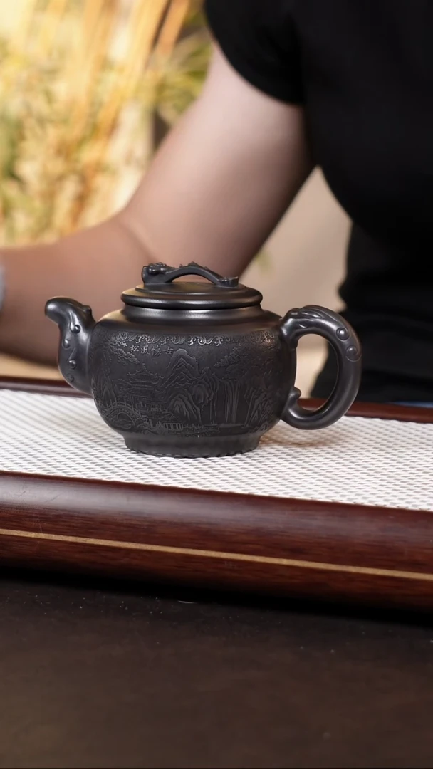 茶壶紫砂石黄如意壶