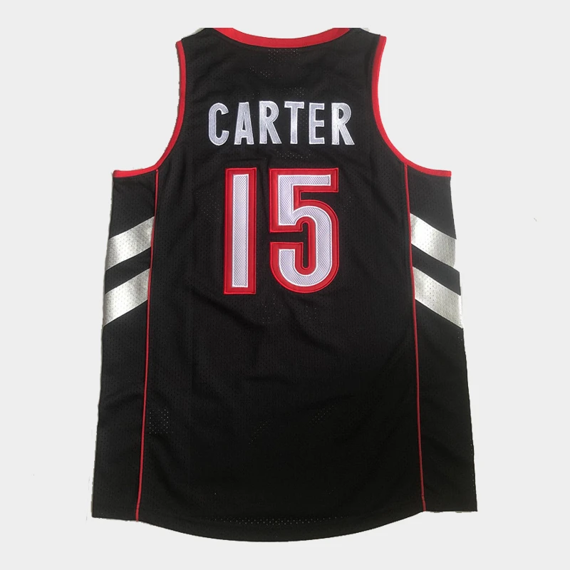 猛龙球衣卡特15号复古蓝黑密绣款篮球训练速干透气运动服-14