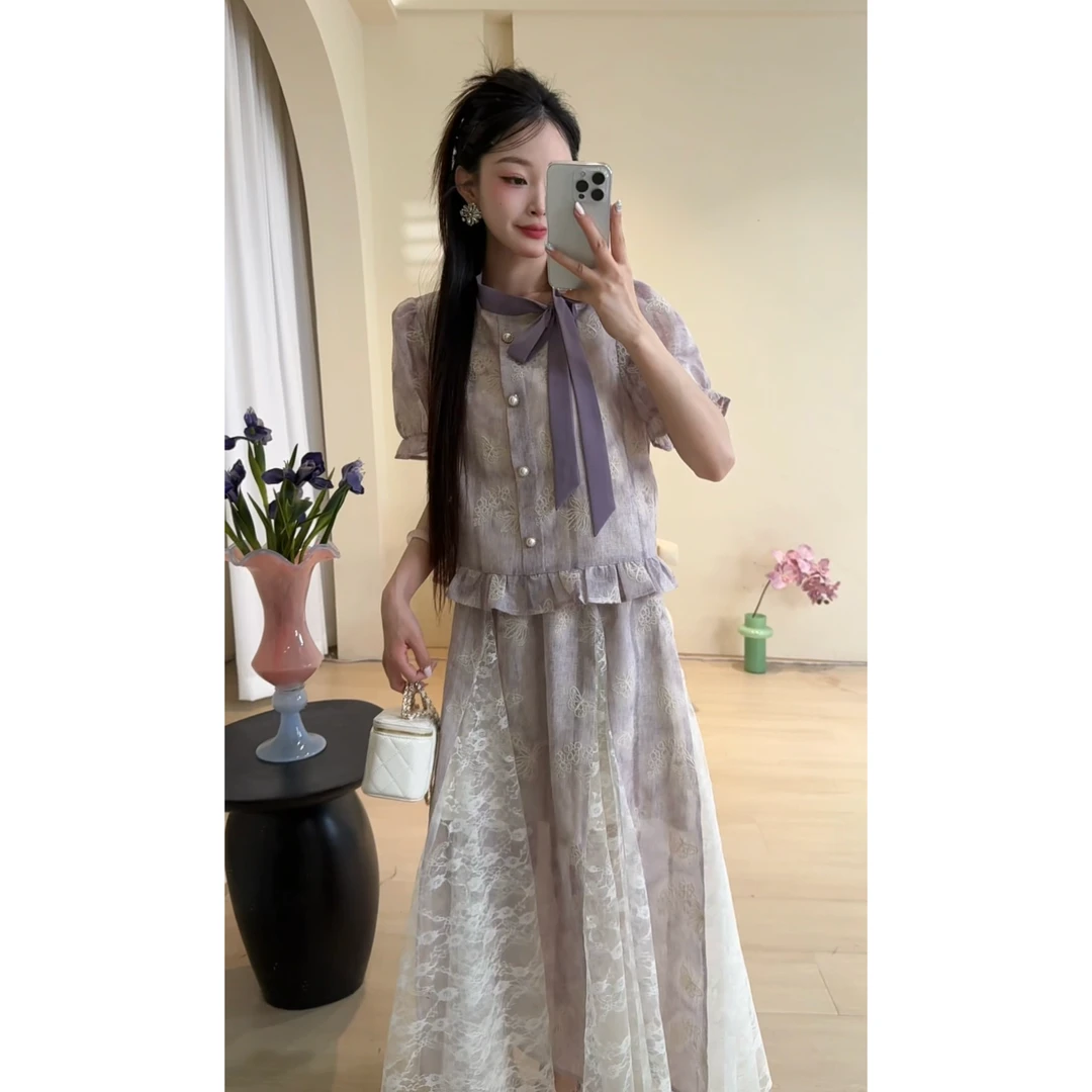 温温 春兰拂晓套装 欧若风 夏款上新小众炸街高级感女装