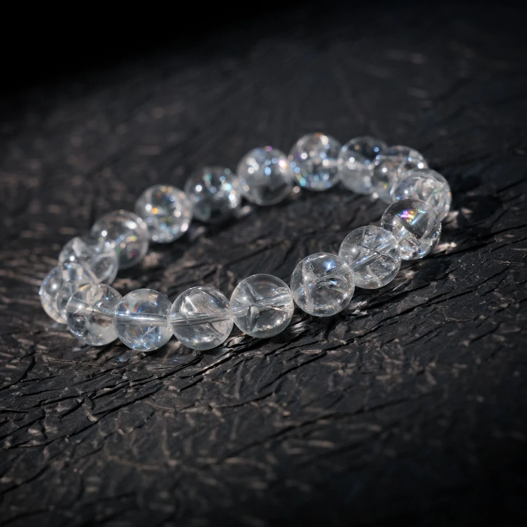 【七彩炫光白阿塞】水晶手串-约卡12mm-SLQ52-BK|BSJ3