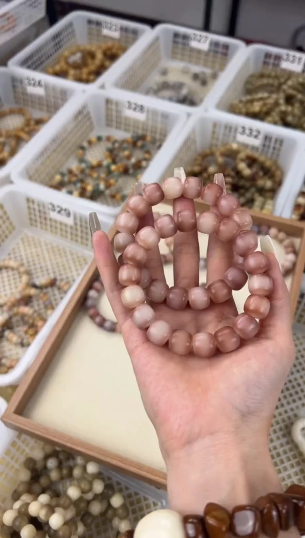 手串菩提根/象牙果卡13草莓粉紫手工干磨正桶337