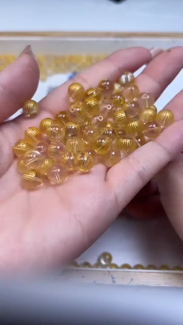 未镶嵌珠宝半成品水晶E527 白水晶金心经8mm10颗15元