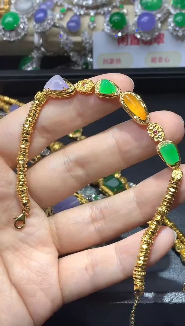 18K金镶嵌手链翡翠519-中国好珍宝