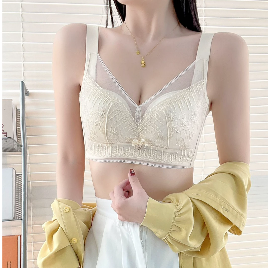 蕾丝调整型内衣女聚拢上托收副乳防下垂不空杯不跑杯美背文胸罩