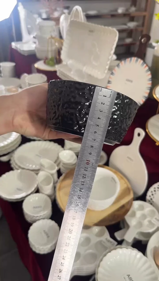 摆件6寸石纹碗-黑
