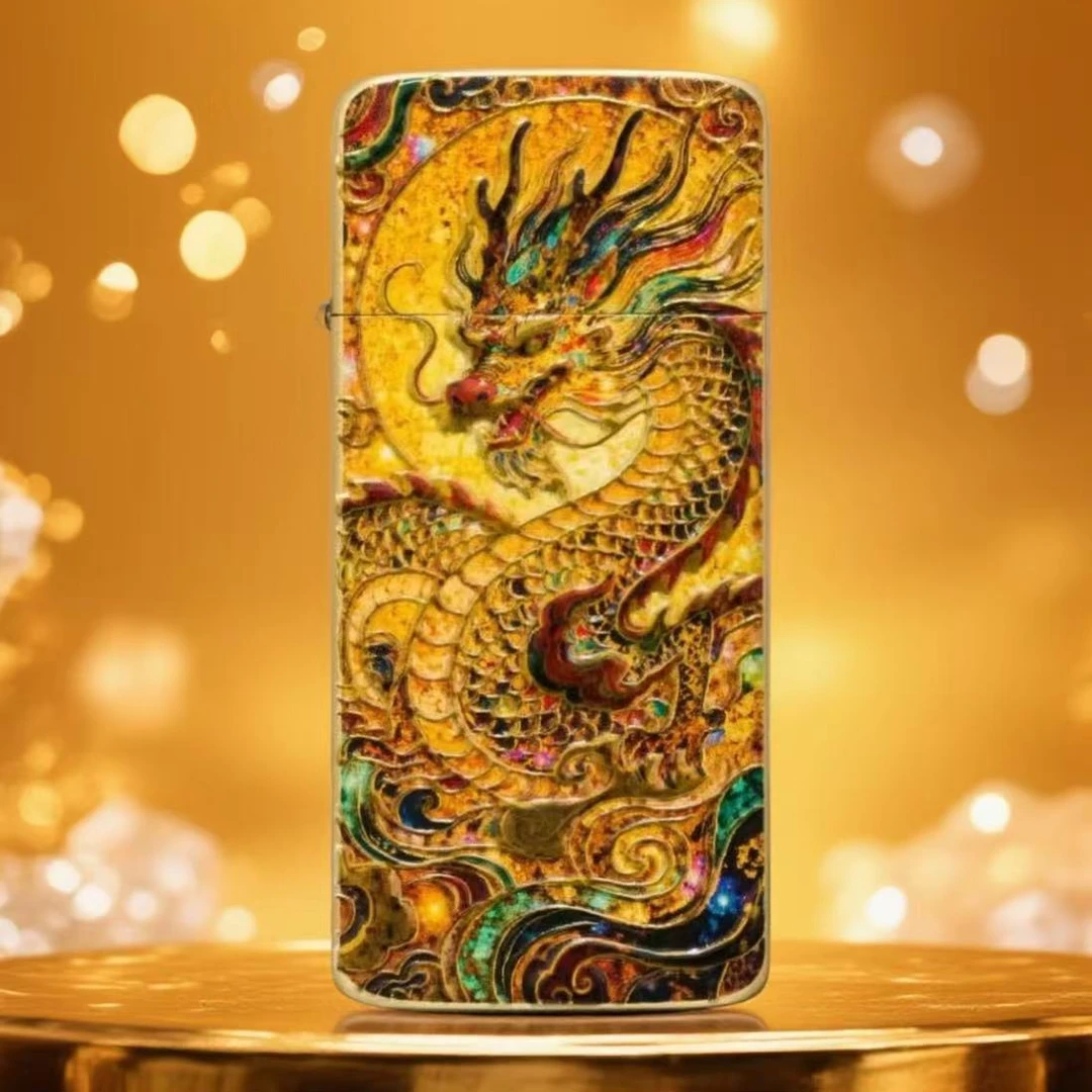 10神兽龙凤呈祥砂轮打火机【全新机无煤-油】