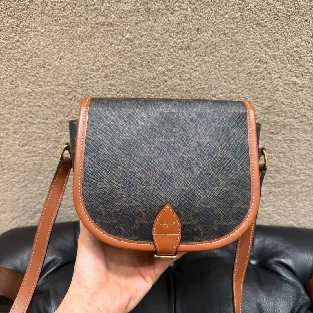 99新 Celine/思琳 Folco系列老花马鞍包  配件:肩带！