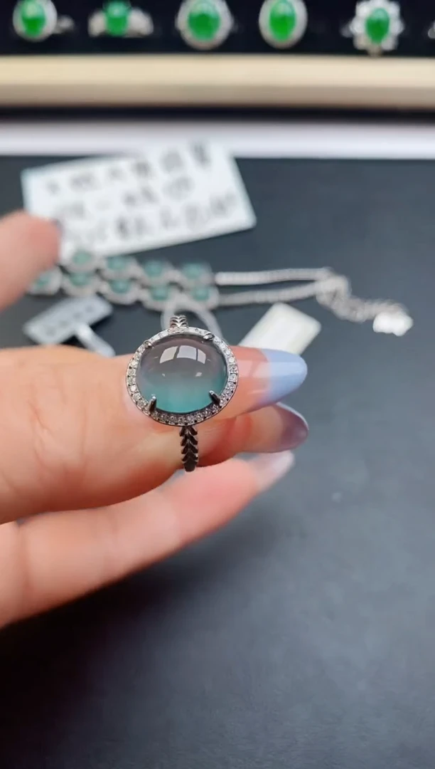 翡翠戒指银S925镶嵌1