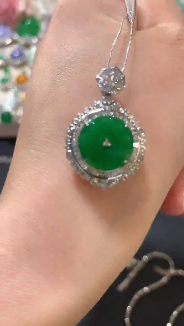 吊坠(不含链)18K金镶嵌翡翠z114