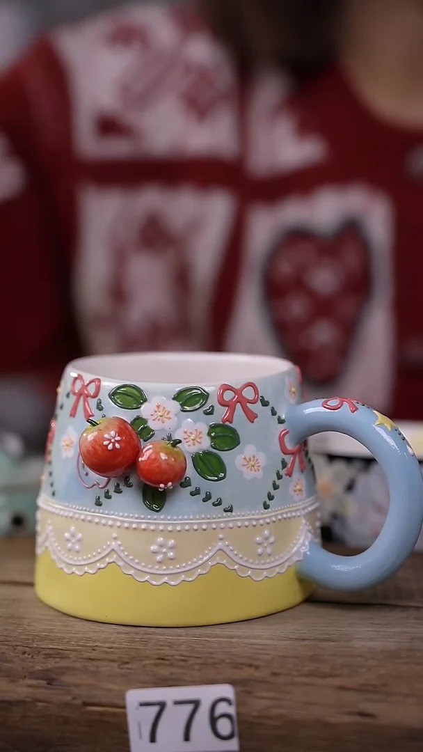 【闪购商品】瓷片新品！设计师款手绘/咖啡杯 喜喜