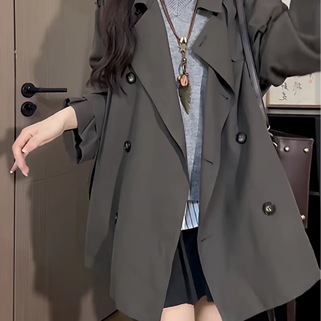 1高端001-100小个子短款女秋季宽松秋冬穿搭女士加绒毛呢韩版百搭