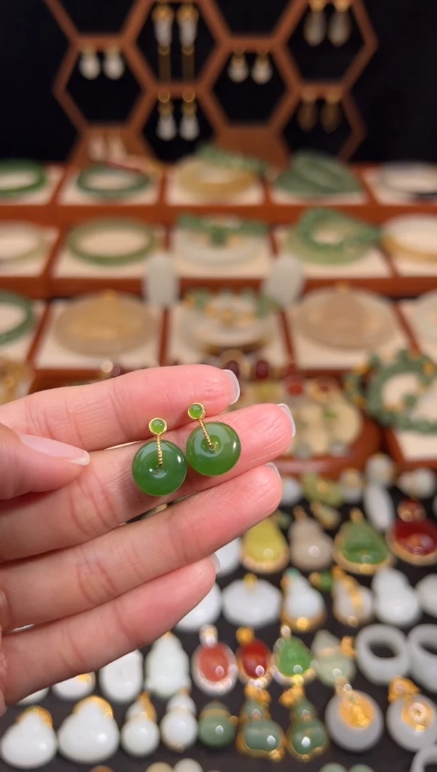 银S925镶嵌和田玉耳饰福利