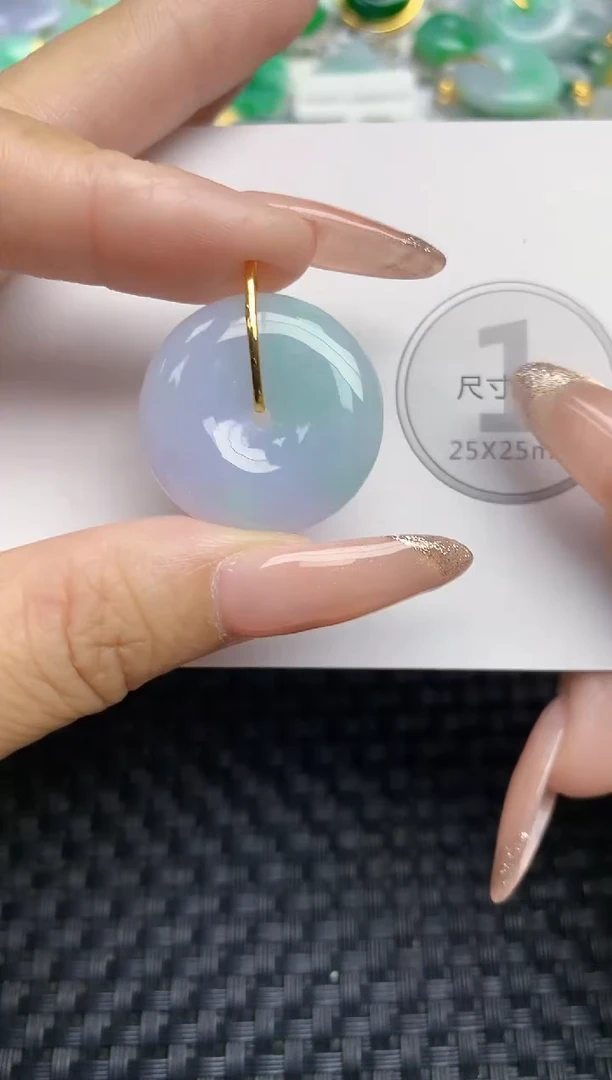 颈饰18K金镶嵌翡翠天然缅甸A货翡翠百元以上9元证书费自理