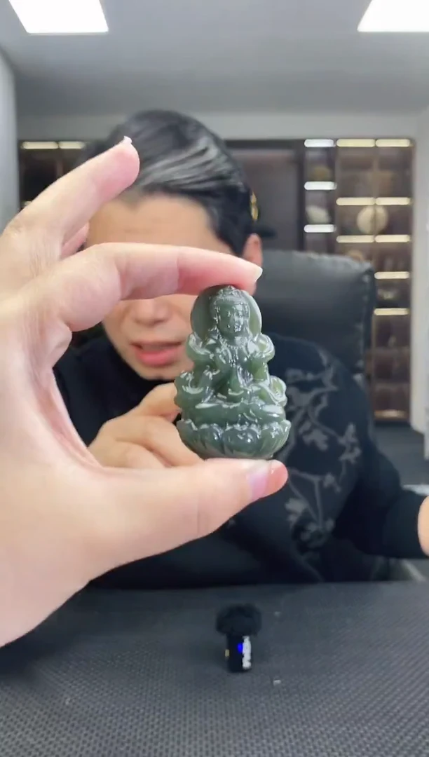 颈饰未镶嵌和田玉飘带观音--带链子