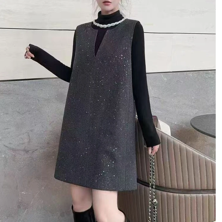 高端两件套连衣裙女士