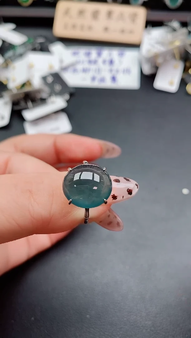 银S925镶嵌戒指翡翠1