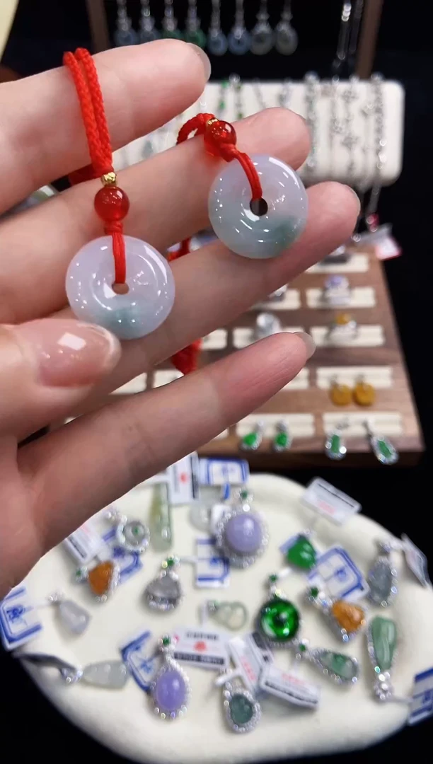 翡翠戒指银S925镶嵌平安扣