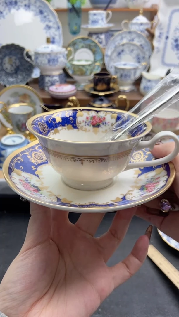 瓷片全新咖啡杯带小勺谨慎参拍，防伪帖撕毁无售后