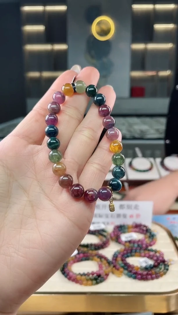 未镶嵌老矿碧玺单圈手串8mm+碧玺（多样性发一条）T