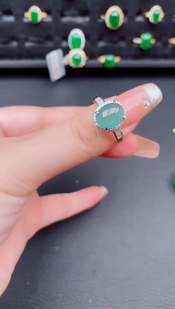 翡翠戒指银S925镶嵌天然a货翡翠193