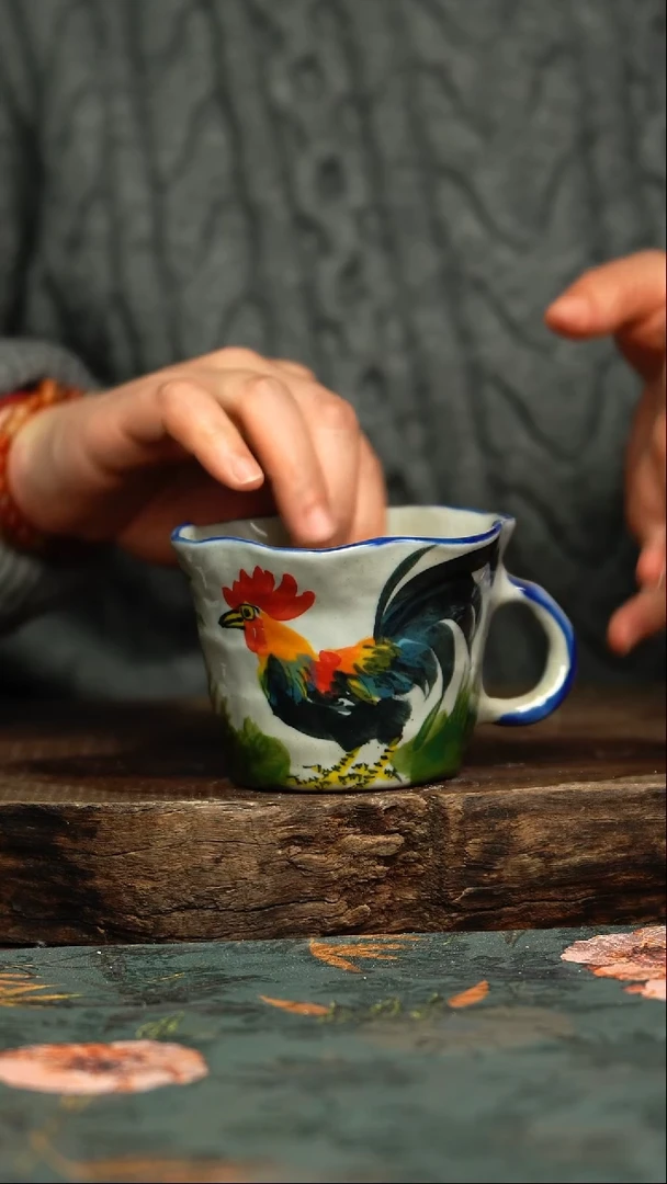 【闪购商品】杯釉下彩手工手绘同款陶器