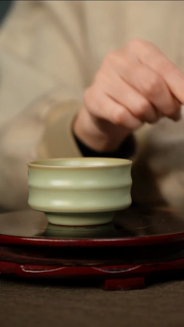 全品 粉青 竹节杯