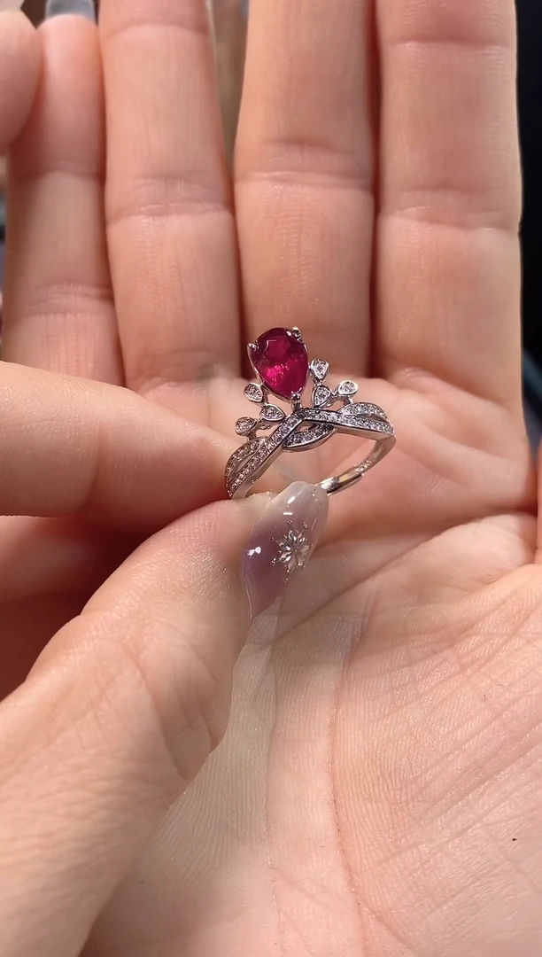 碧玺戒指银S925镶嵌戒指