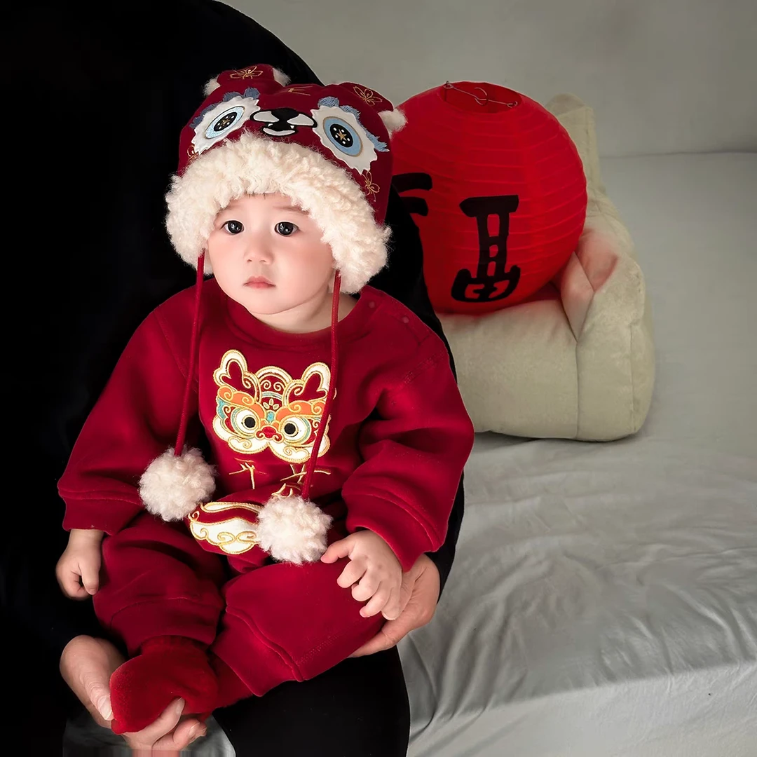 [早早未来专属]新年婴儿连体衣秋冬男女宝宝百天喜庆抓周拜年礼服