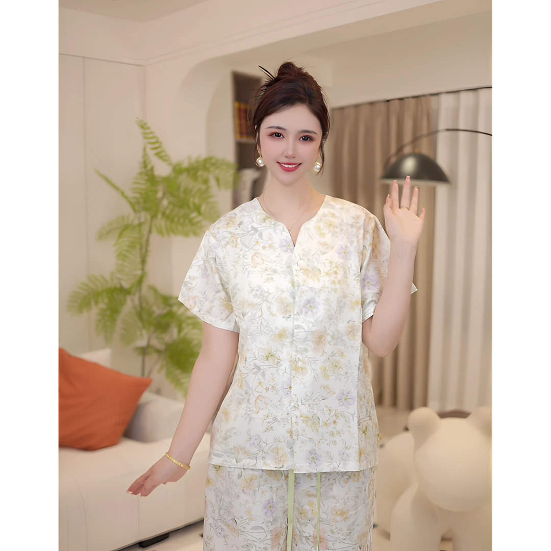 鑫鑫家【金粉世家】25夏季女士新款时尚纯棉透气高定家居服睡衣