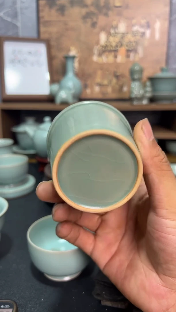 杯子汝州原产地  原矿釉汝瓷 微瑕