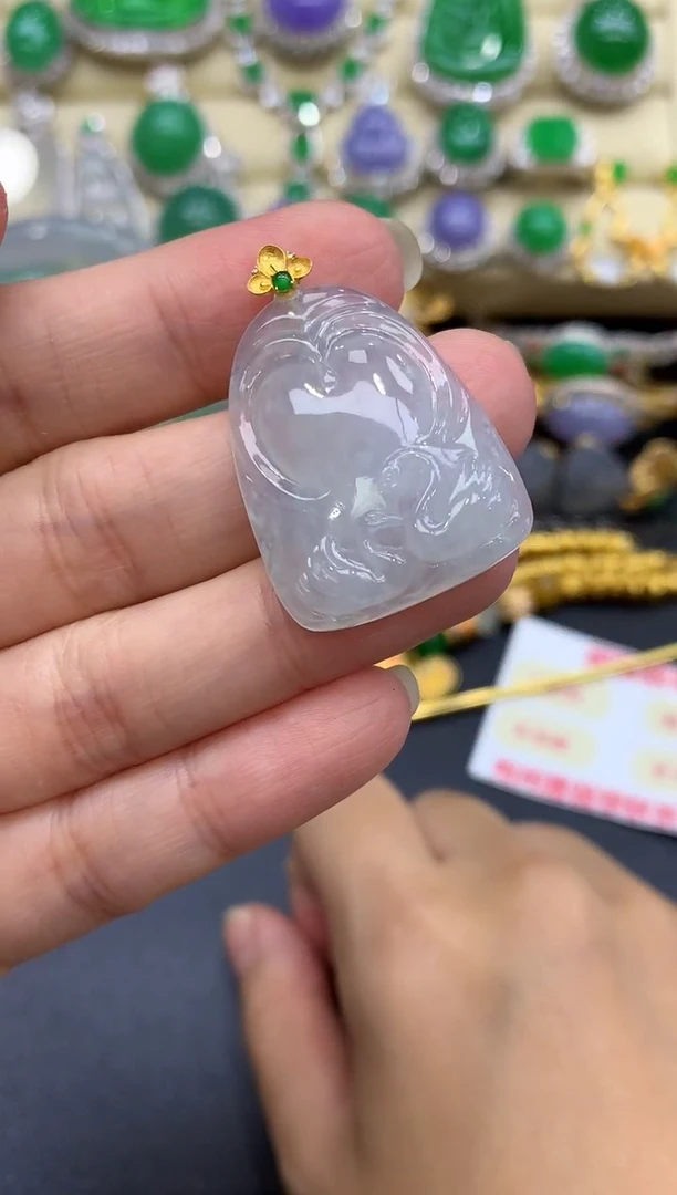 颈饰18K金镶嵌翡翠121-中国好珍宝