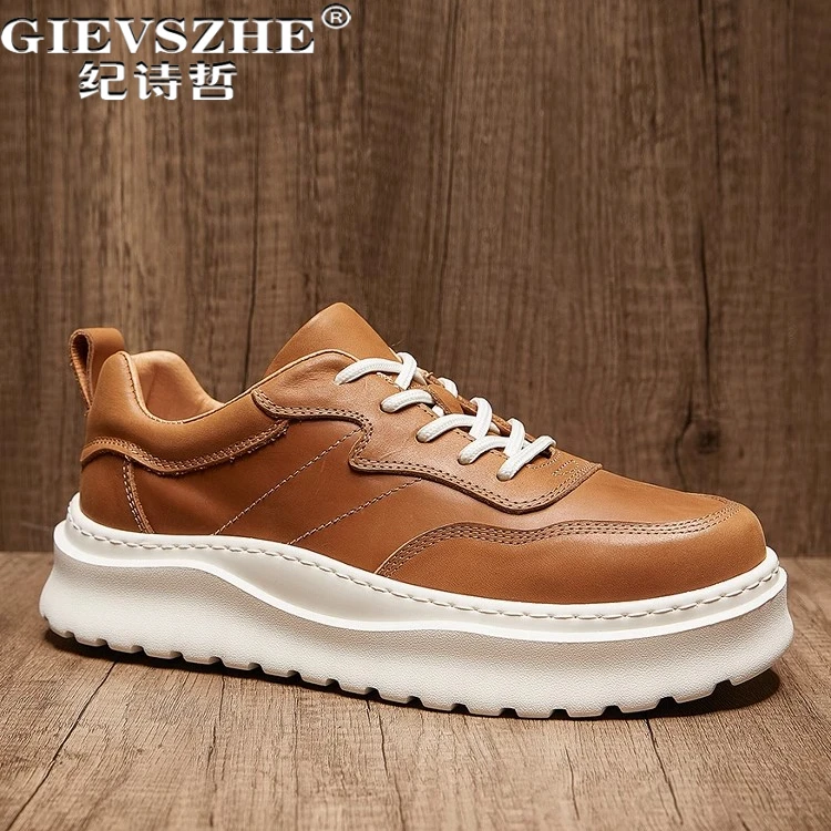 纪诗哲男鞋厚底透气百搭运动鞋子男款潮流时尚休闲鞋轻便软底板鞋