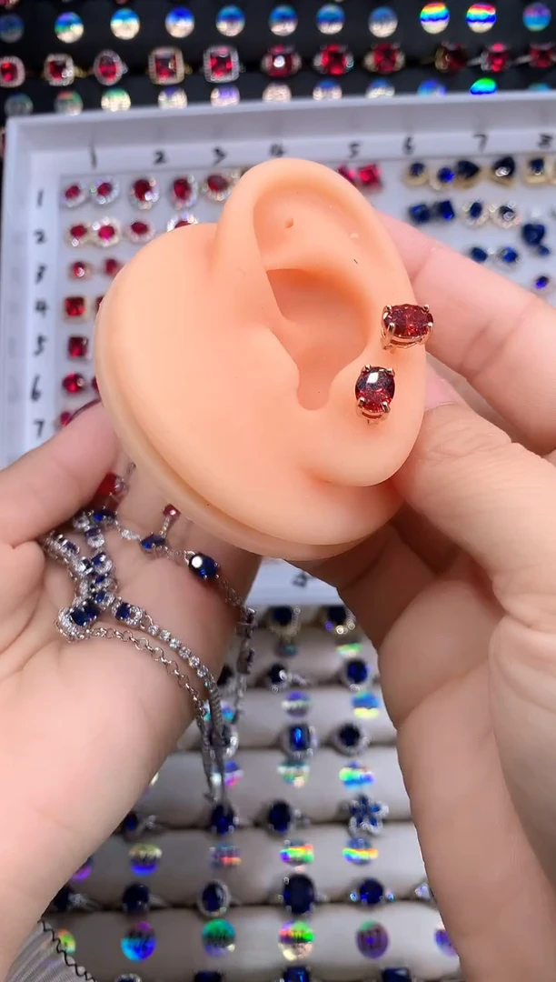 【闪购商品】石榴石（芬达石）耳饰银S925镶嵌玫瑰金6.8