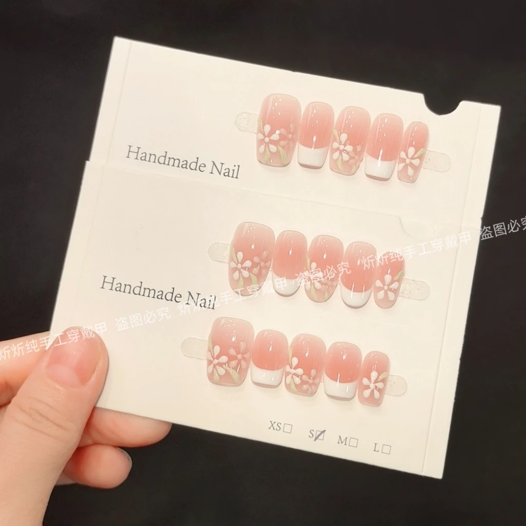 【茉莉奶白】纯手工穿戴甲高级轻奢穿戴式美甲贴中长款显白百搭美甲