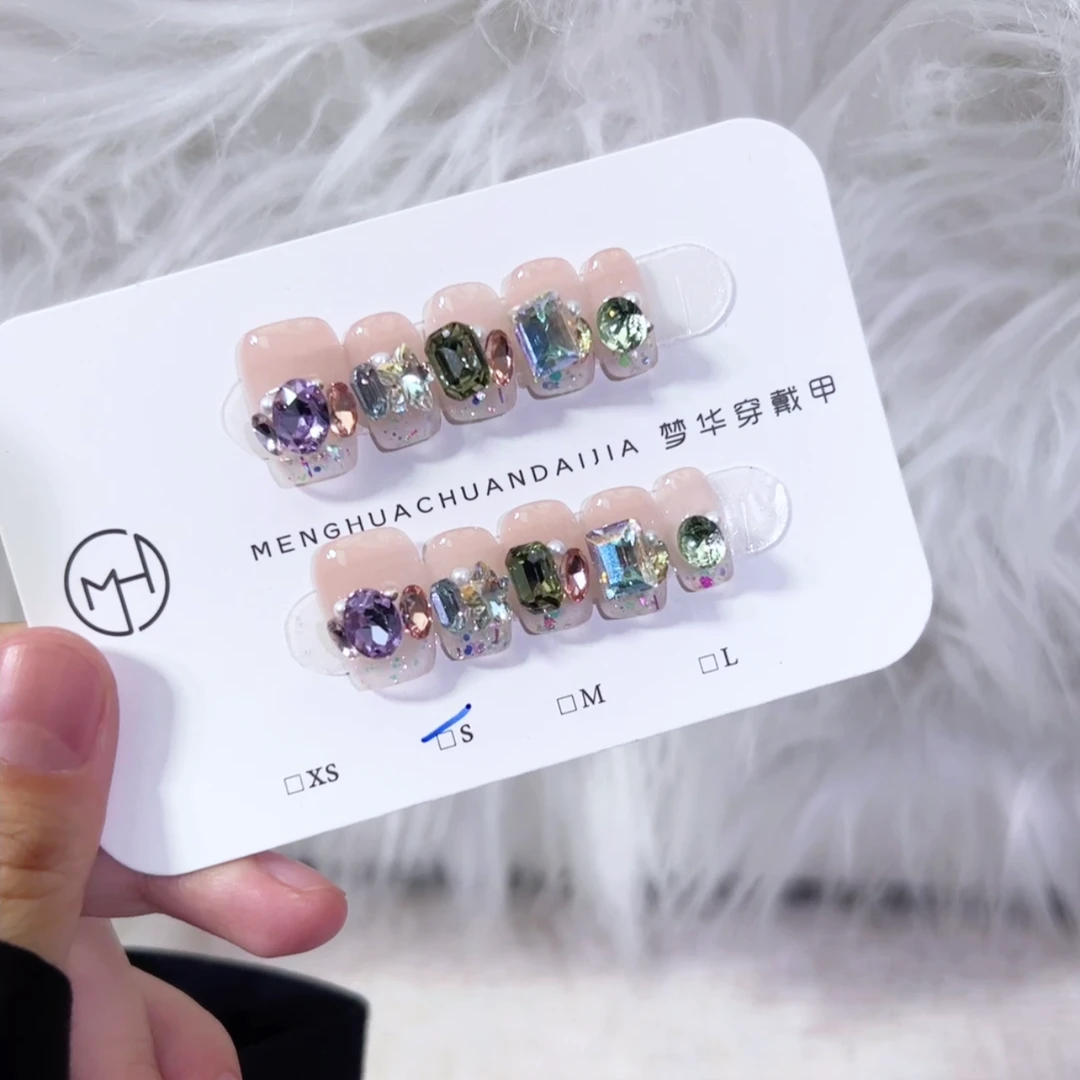 梦华专款【缤纷糖果】-纯手工穿戴甲温柔显白纯欲简约风美甲可拆卸