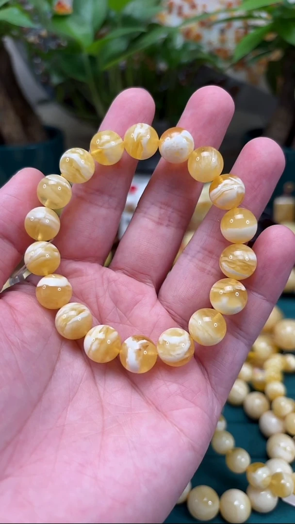 手链蜜蜡未镶嵌p95云端-俄白花蜡妖孽单圈 15.53克 11+mm