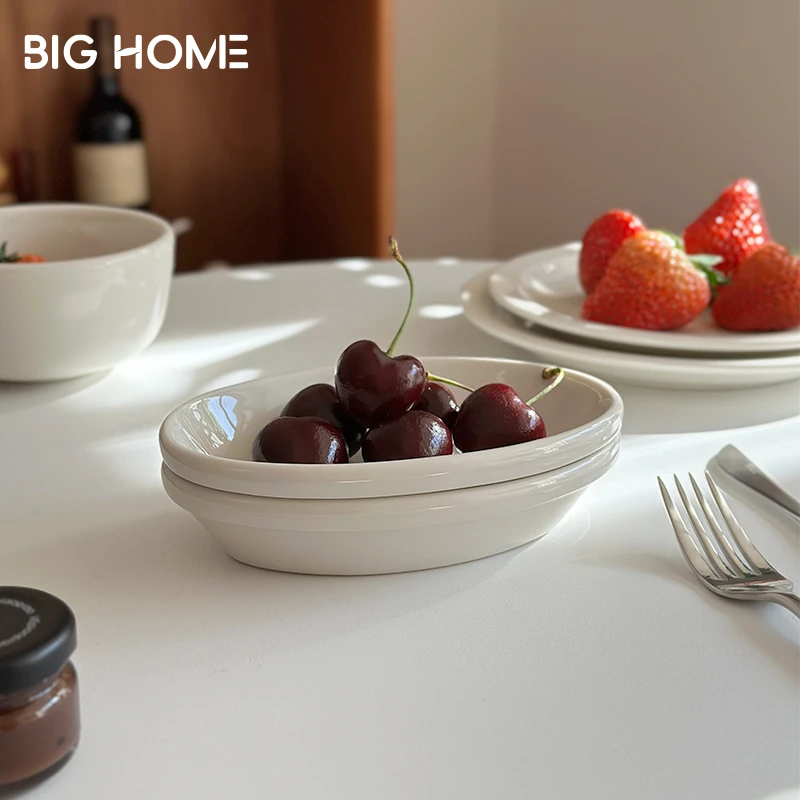 高颜值韩国ins风陶瓷盘正品耐高温乳白釉下彩水果盘子小吃碟烤盘