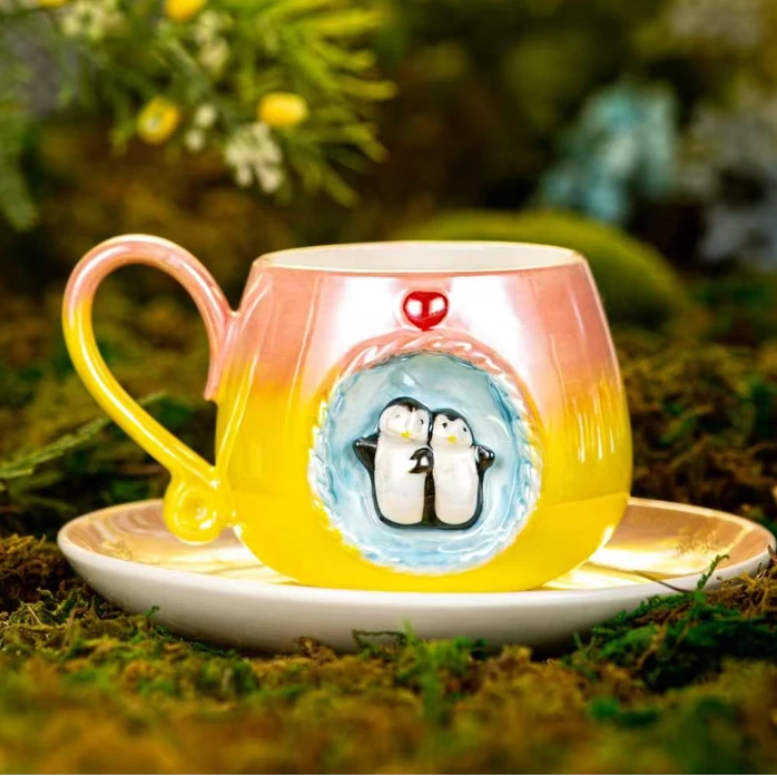 企鹅创意杯碟2杯2碟