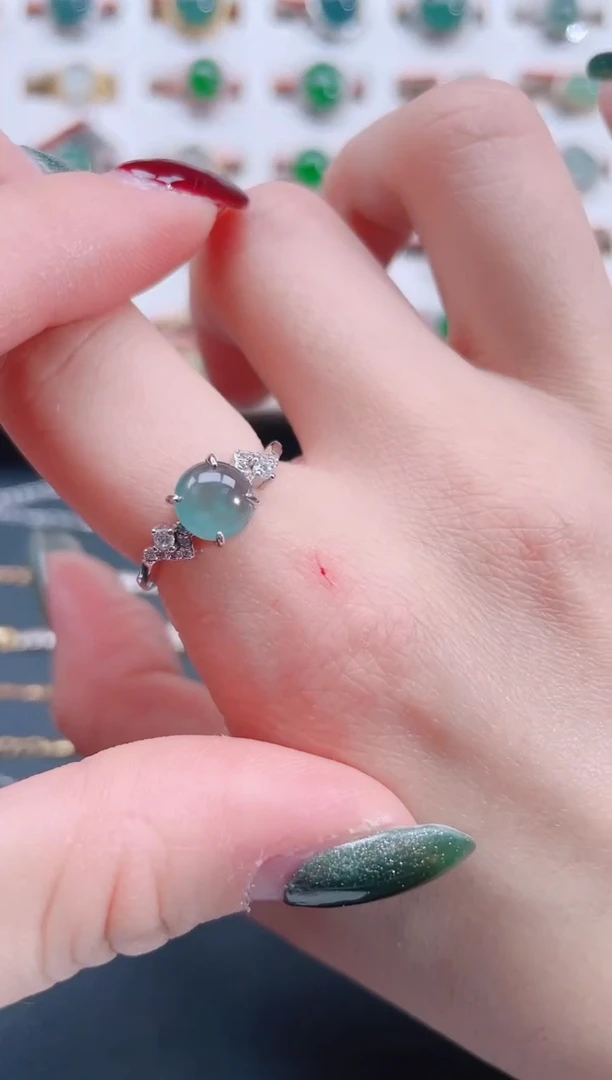 银S925镶嵌戒指翡翠天然翡翠