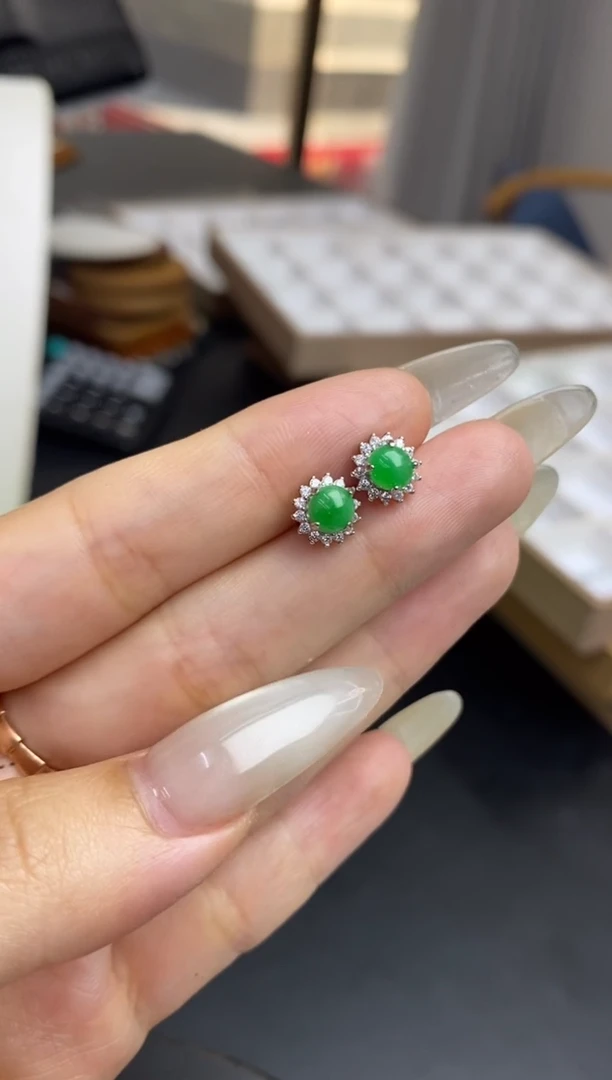 定制翡翠银S925镶嵌翡翠饰品~