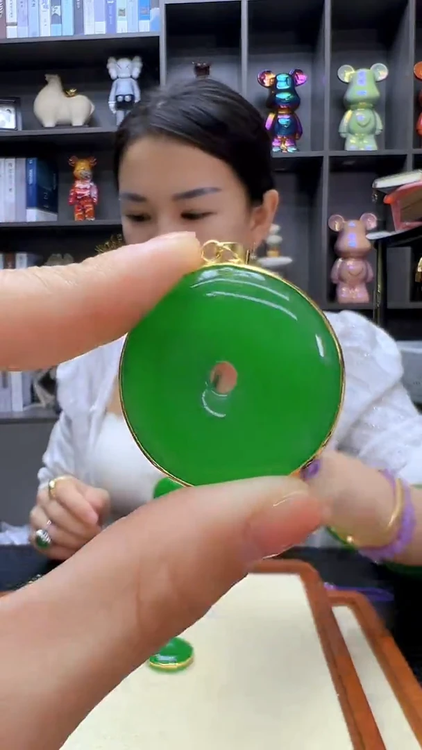 翡翠14K金镶嵌颈饰沉白diy劲饰