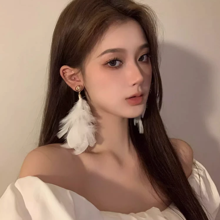 羽毛高级感流苏耳饰高级感民族风耳环女个性耳坠