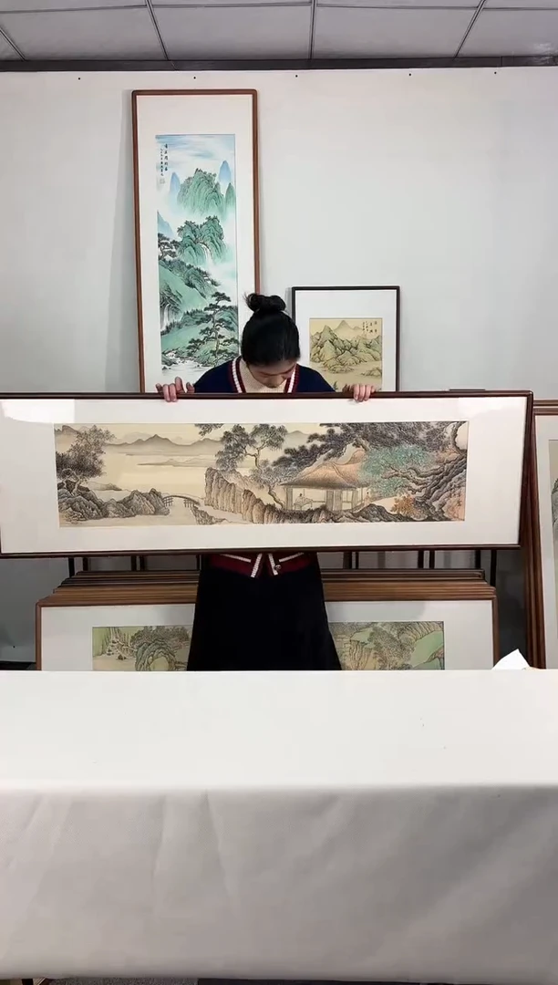 国画手绘*松影草庐*52*172cm