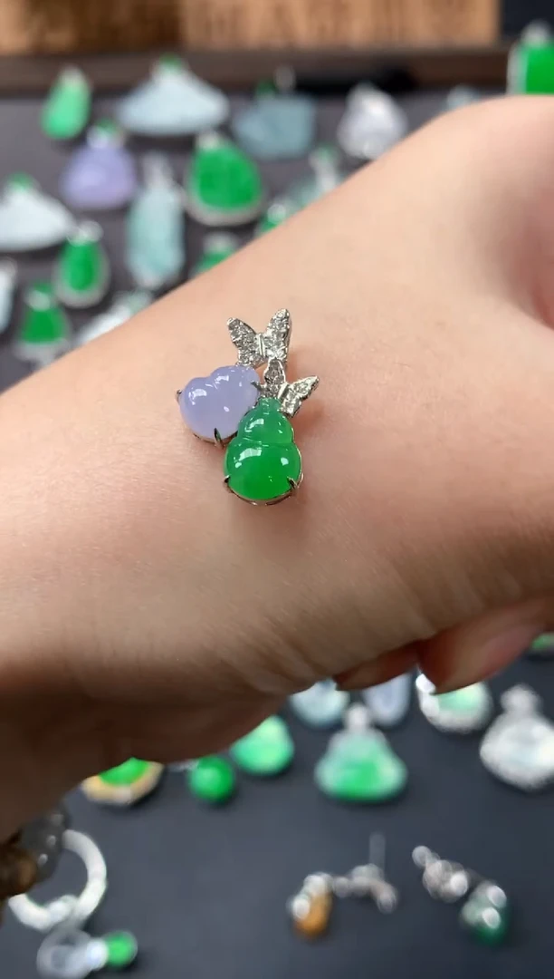 吊坠(不含链)18K金镶嵌翡翠C243|2980