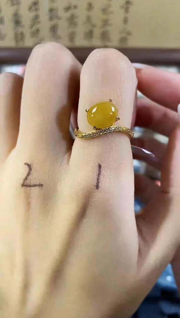 银S925镶嵌戒指翡翠 天然A货翡翠117