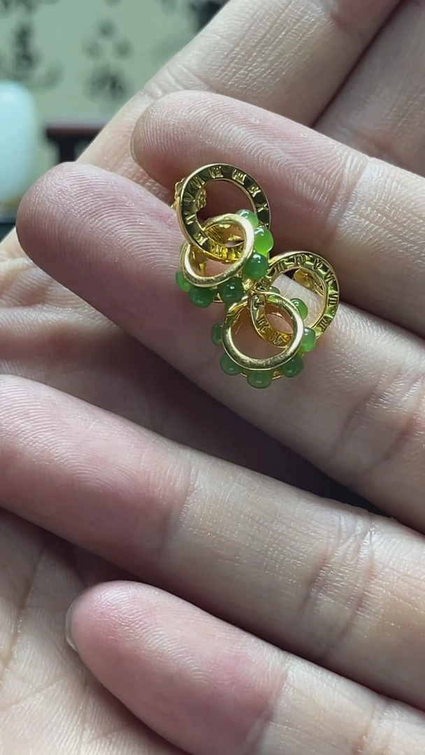 【闪购商品】和田玉耳饰银S925镶嵌碧玉耳饰