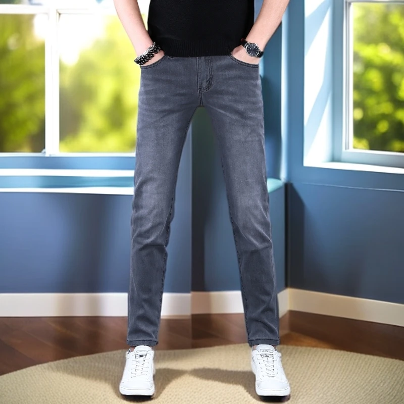 娜罗普西爆款高档牛仔裤男款修身小脚秋冬新款潮流厚款休闲长裤子