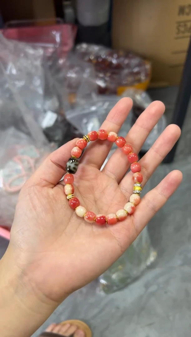 未镶嵌手链玛瑙/玉髓贵人玛瑙珠牛骨精工手串[0238]